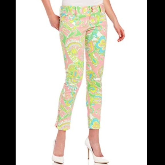 Lilly Pulitzer Pink Green White Worth Skinny Jeans - Picture 2 of 7